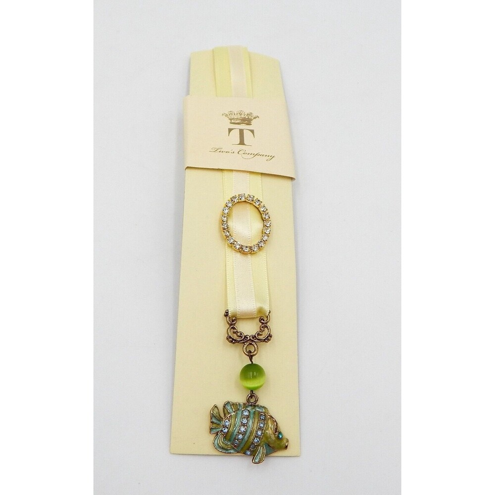 Austrian Crystal Ribbon Bookmark Banded Fish Enameled Rhinestone Two's Company